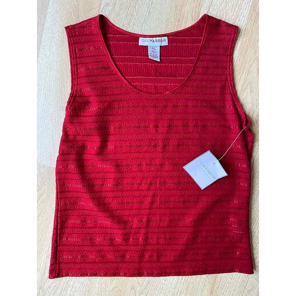Sag Harbor Tops - Sag Harbor Red Textured Tank Top NWT Classy